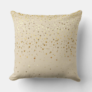 Indoor Petite Golden Stars Square Pillow-Beige Throw Pillow