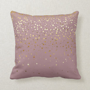 Indoor Petite Golden Stars Square Pillow-Mauve Throw Pillow