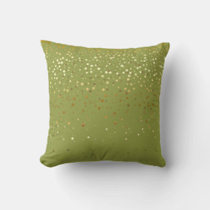 Indoor Petite Golden Stars Square Pillow-Olive Throw Pillow