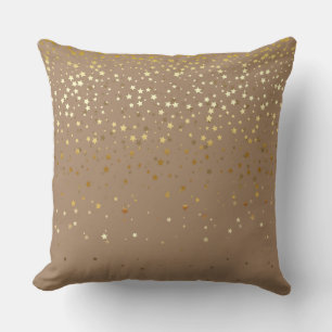 Indoor Petite Golden Stars Square Pillow-Tan Throw Pillow