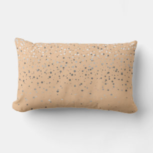 Indoor Petite Silver Stars Lumbar Pillow-Peach Pillow