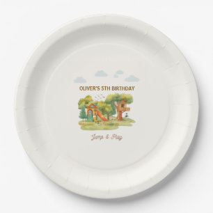 Indoor playground birthday party paper plate