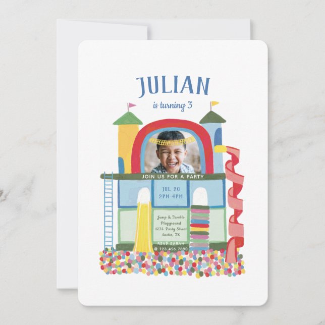 Indoor Playground Kids Birthday Party Photo Invitation (Front)