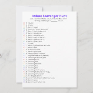 Indoor Scavenger Hunt Card