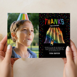 Indoor Slide Park Kids Birthday Photo Thank You Card