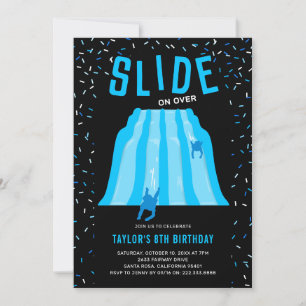 Indoor Slide Park Kids Blue Birthday Party Invitation