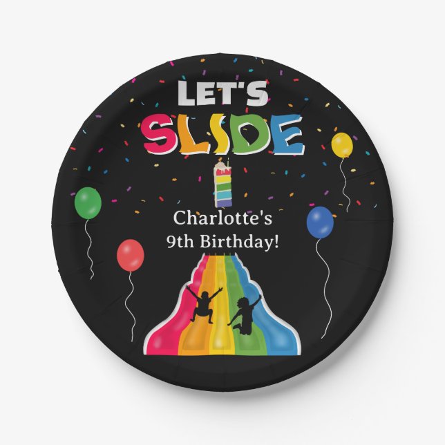 Indoor Slide Park Kids Playground Birthday Party Paper Plate (Front)