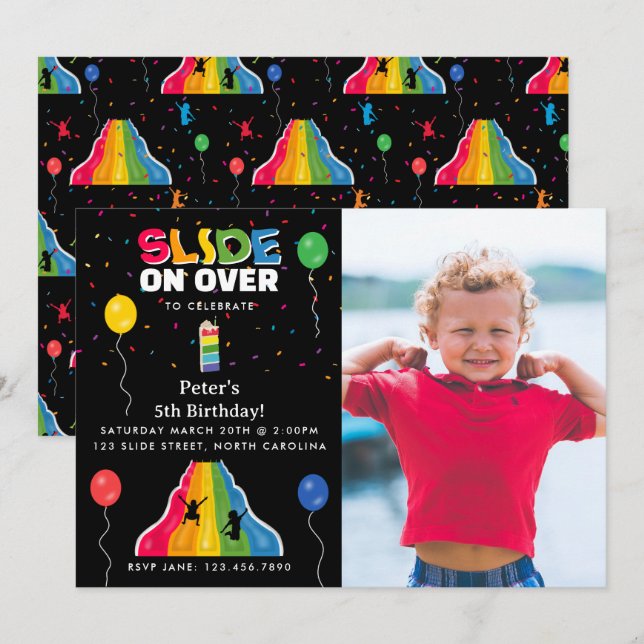 Indoor Slide Park Kids Playground Birthday Photo Invitation (Front/Back)