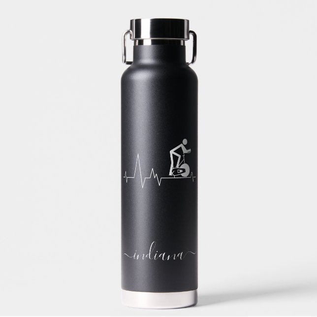 Indoor Spinning Cycle Heartbeat Monogram Water Bottle (Front)