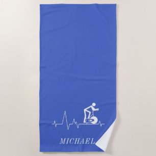 Indoor Spinning Cycle Heartbeat Personalized Beach Towel