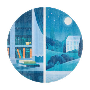 Indoor Stillness and Outdoor Night Scene Contrast Cutting Board