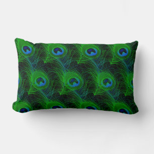 Indoor Throw Pillow-Peacock Feathers Lumbar Pillow