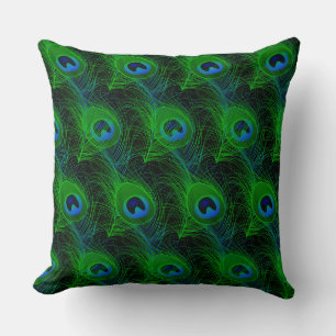 Indoor Throw Pillow-Peacock Feathers Pillow