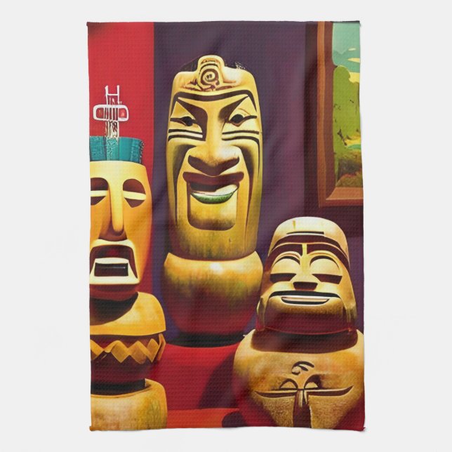 Indoor Tiki Life Ken Gauge Art Kitchen Towel (Vertical)