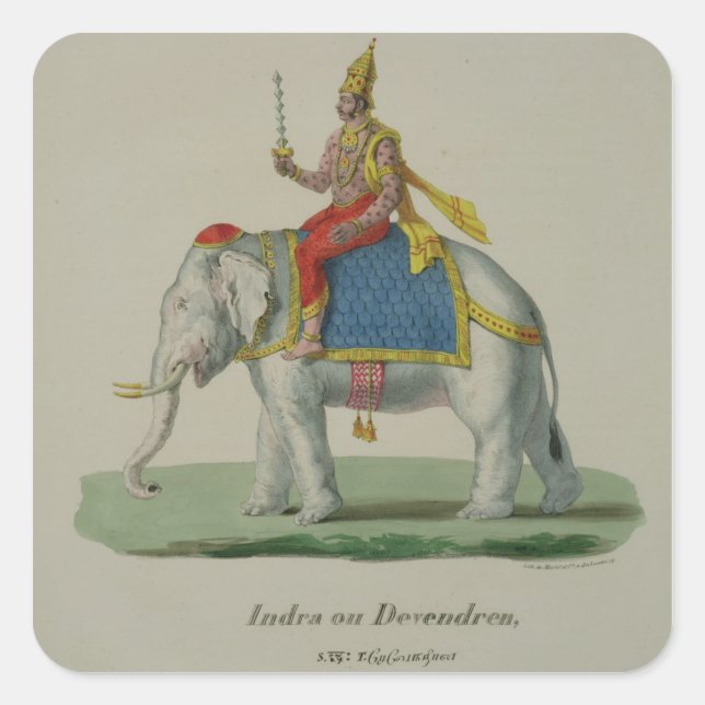 Indra, engraved by Marlet et Cie (colour litho) Square Sticker (Front)