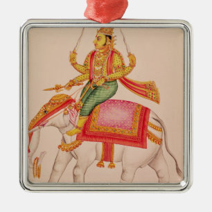 Indra, God of Storms, riding on an elephant Metal Ornament