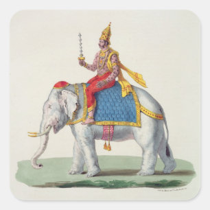 Indra or Devendra, from 'L'Inde francaise...', eng Square Sticker