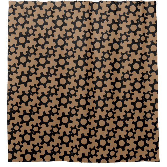 Inductrial Mens Brown and Black Shower Curtain (Front)