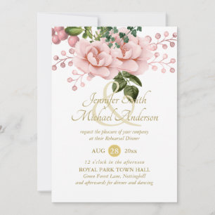 Indulgent Blush Pink Gold Roses Bouquet Rehearsal