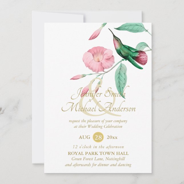 Indulgent Mint Pink Hummingbird Floral Vine Flower (Front)