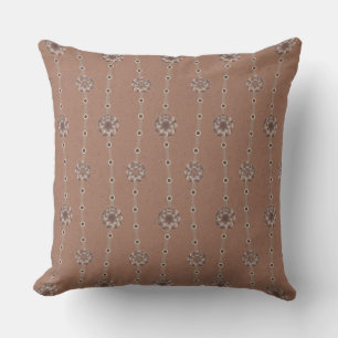 Indulgent Ophelia Floral Bead Chain Stripes Orange Throw Pillow