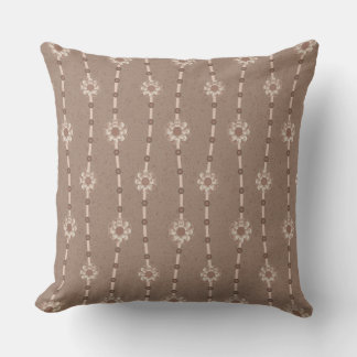Indulgent Ophelia Floral Beads Chain Stripes Brown Throw Pillow