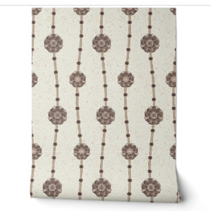 Indulgent Ophelia Floral Beads Chain Stripes Cream Wallpaper