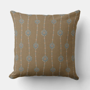 Indulgent Ophelia Floral Beads Chain Stripes Gold Throw Pillow