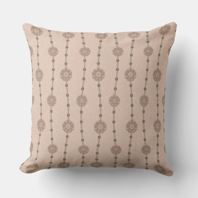 Indulgent Ophelia Floral Beads Chain Stripes Pink Throw Pillow (Front)