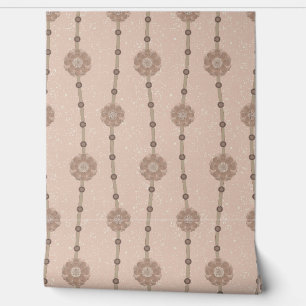 Indulgent Ophelia Floral Beads Chain Stripes Pink Wallpaper