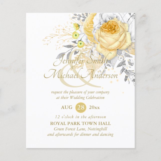 Indulgent White Gold Rose Bouquet Wedding Flowers (Front)
