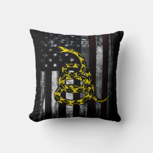 Industrial American Flag and Snake Clock Throw Pillow