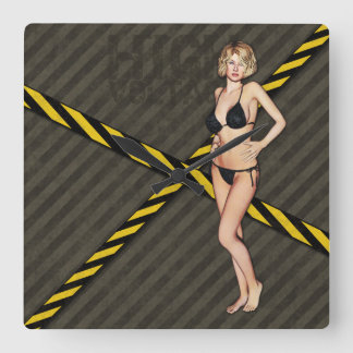 Industrial Bikini Babe Square Wall Clock