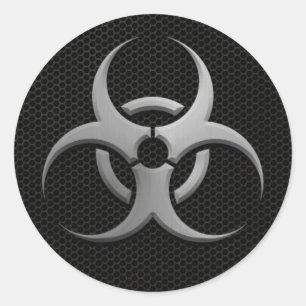 Industrial Bio Hazard Symbol with Steel Effect Classic Round Sticker