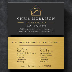 Industrial Black & Gold Building Construction Business Card