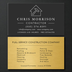 Industrial Black Silver Gold Construction  Business Card