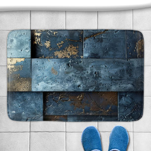 Industrial Blue Abstract Bath Mat