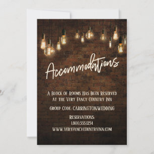 Industrial Brick Edison Lights Accommodation Card