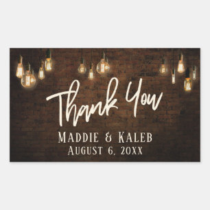 Industrial Bricks w/ Edison Lights Thank You Sticker