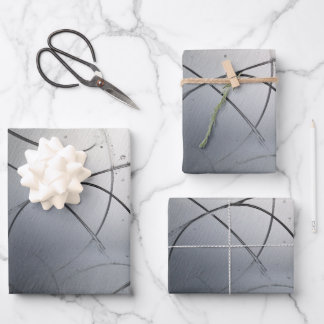 Industrial Brushed Metal Texture with Scratches Wrapping Paper Sheet