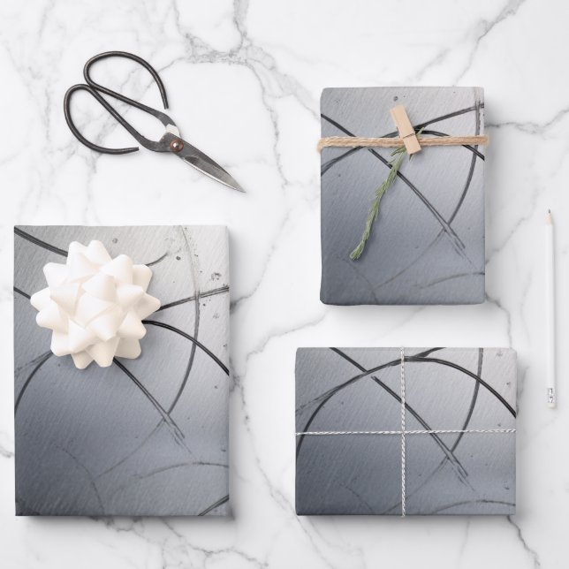 Industrial Brushed Metal Texture with Scratches Wrapping Paper Sheet (Front)