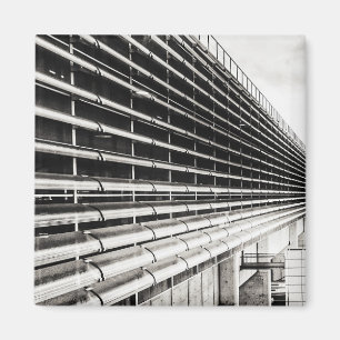 Industrial Building Black and White Magnet