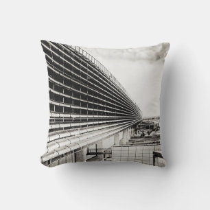 Industrial Building Black and White Throw Pillow
