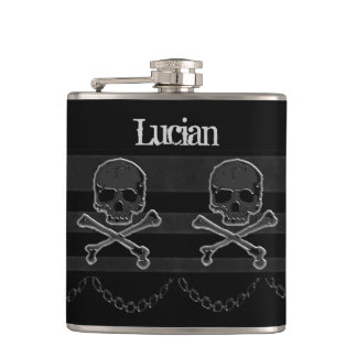 Industrial Chained Skulls Cyber Goth Flask