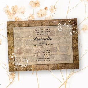 Industrial Chic Bricks Baby Shower Invitation