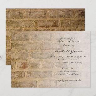 Industrial Chic Bricks Fade Rehearsal Dinner Invitation