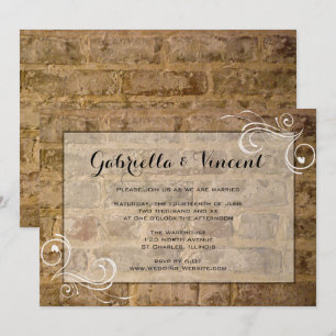 Industrial Chic Bricks with Swirls Wedding Invitation