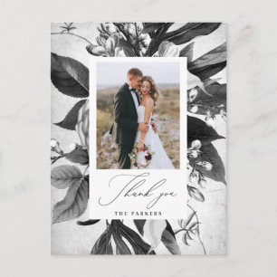 Industrial Chic Floral Thank You Photo Announcement Postcard