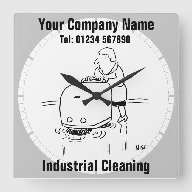 Industrial Cleaning Square Wall Clock (Front)