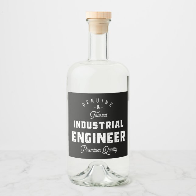 Industrial engineer, cool, engineer, engineering, liquor bottle label (Front)